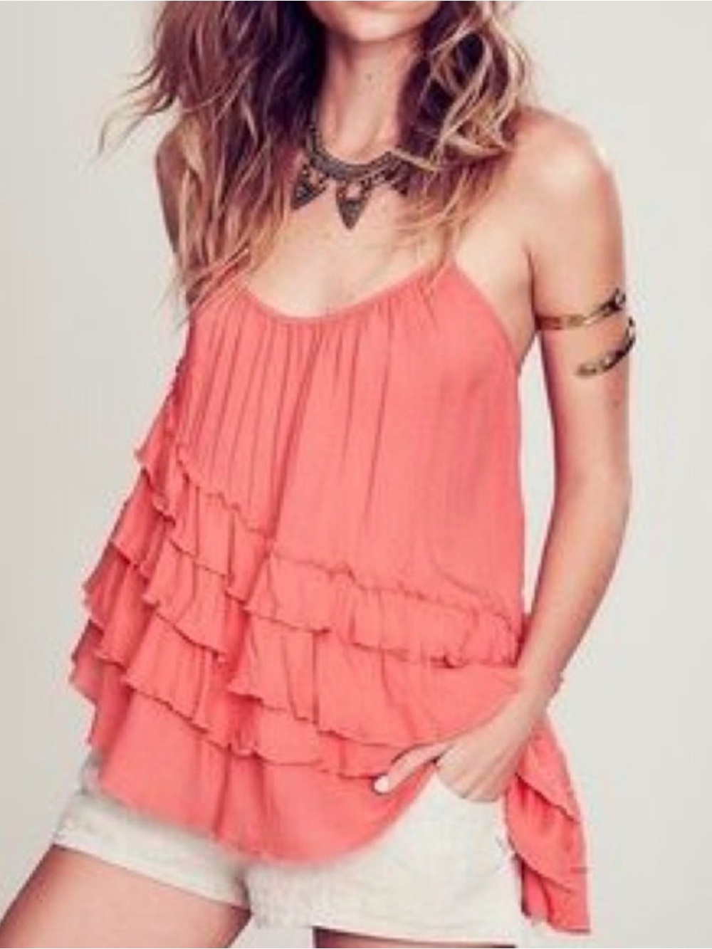 Free People Flutter By Ruffle Asymmetrical Top